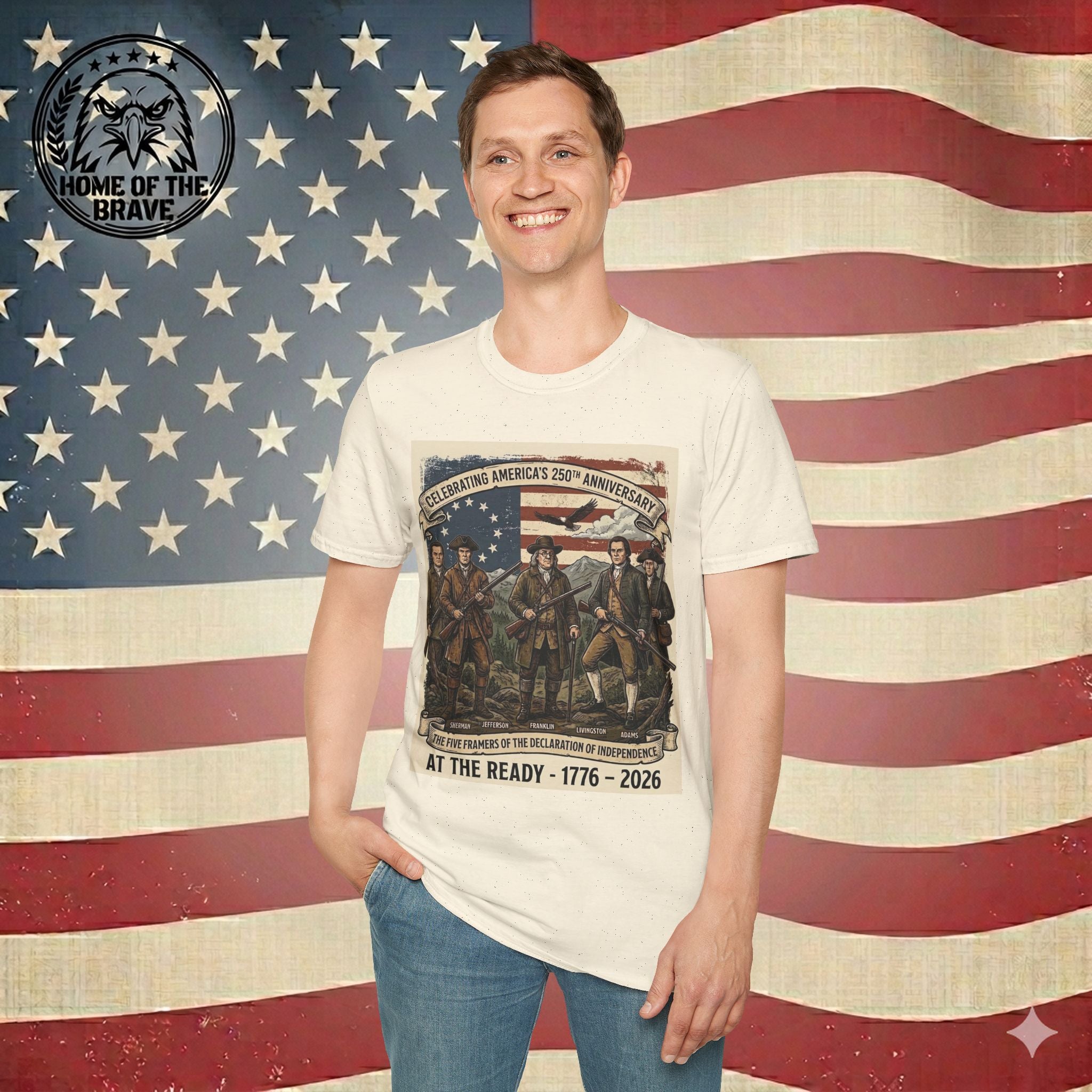 1776–2026 'At The Ready' Historical Patriots T-Shirt — Celebrating America's 250th Anniversary
