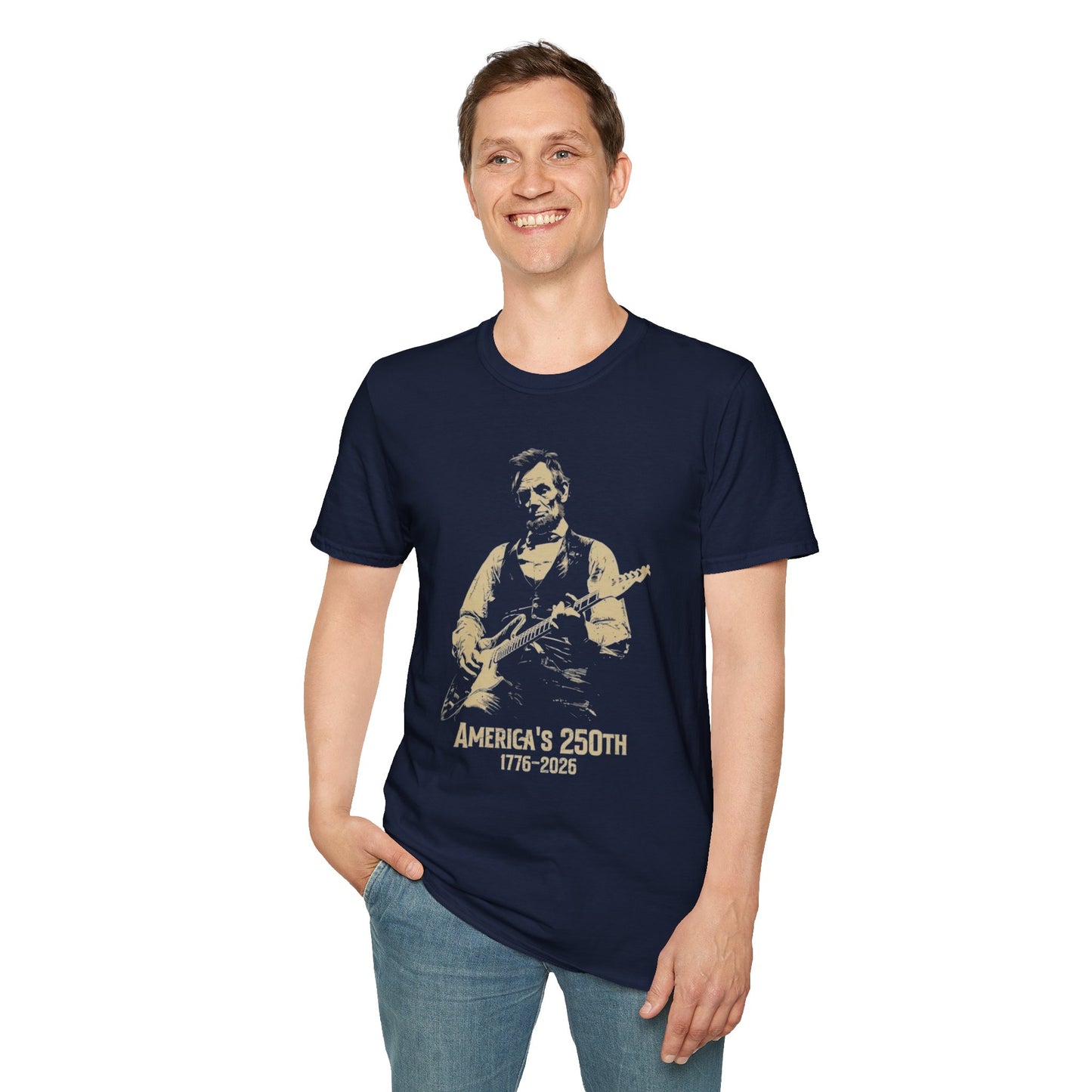 Lincoln Guitar T-Shirt — America’s 250th 1776–2026 Patriotic Tee