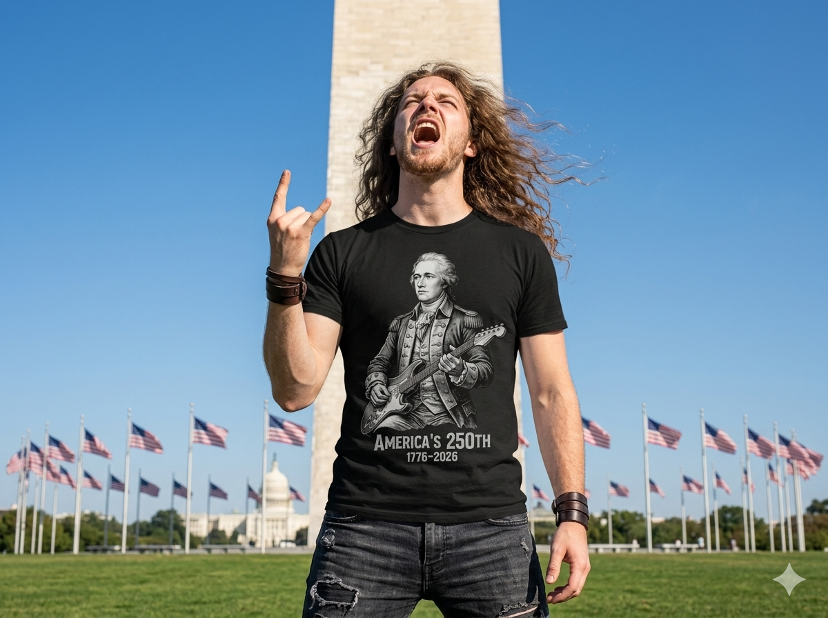 America's 250th T-Shirt — Patriotic Hamilton Guitar Graphic (1776–2026)