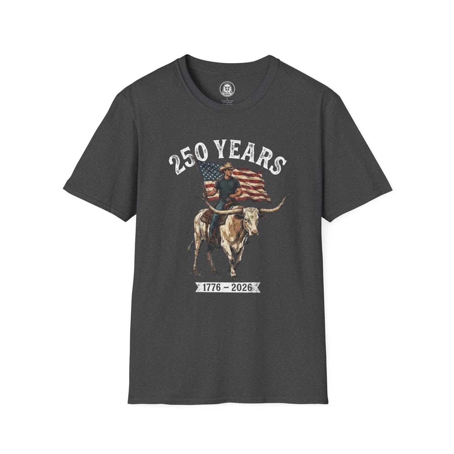 250 Years T-Shirt — 1776–2026 Patriotic American Flag & Longhorn Design