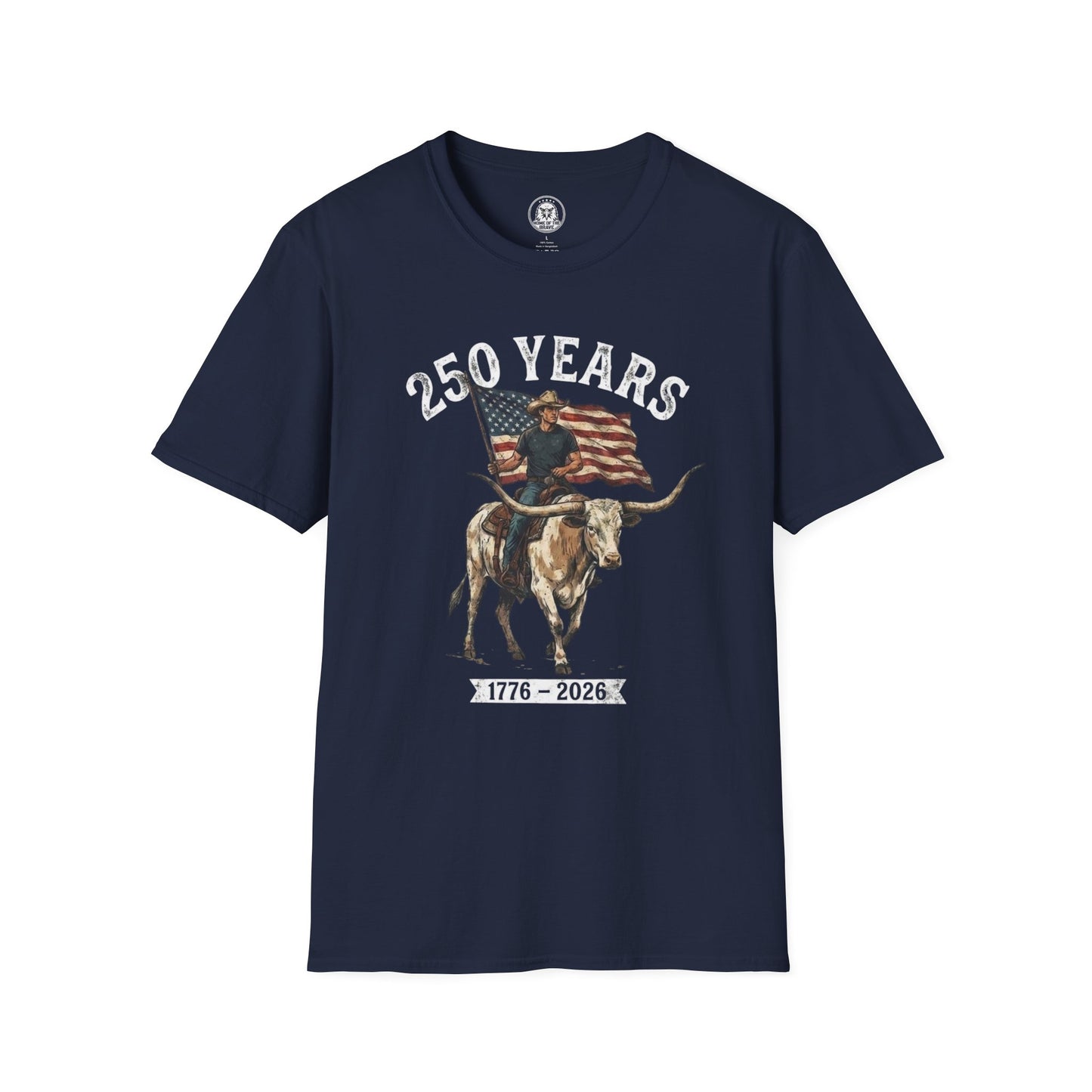 250 Years T-Shirt — 1776–2026 Patriotic American Flag & Longhorn Design
