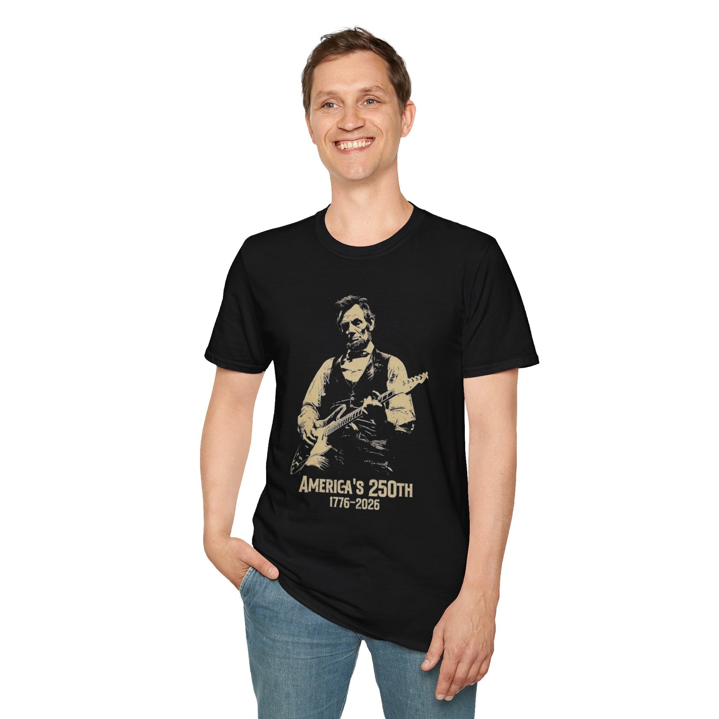 Lincoln Guitar T-Shirt — America’s 250th 1776–2026 Patriotic Tee