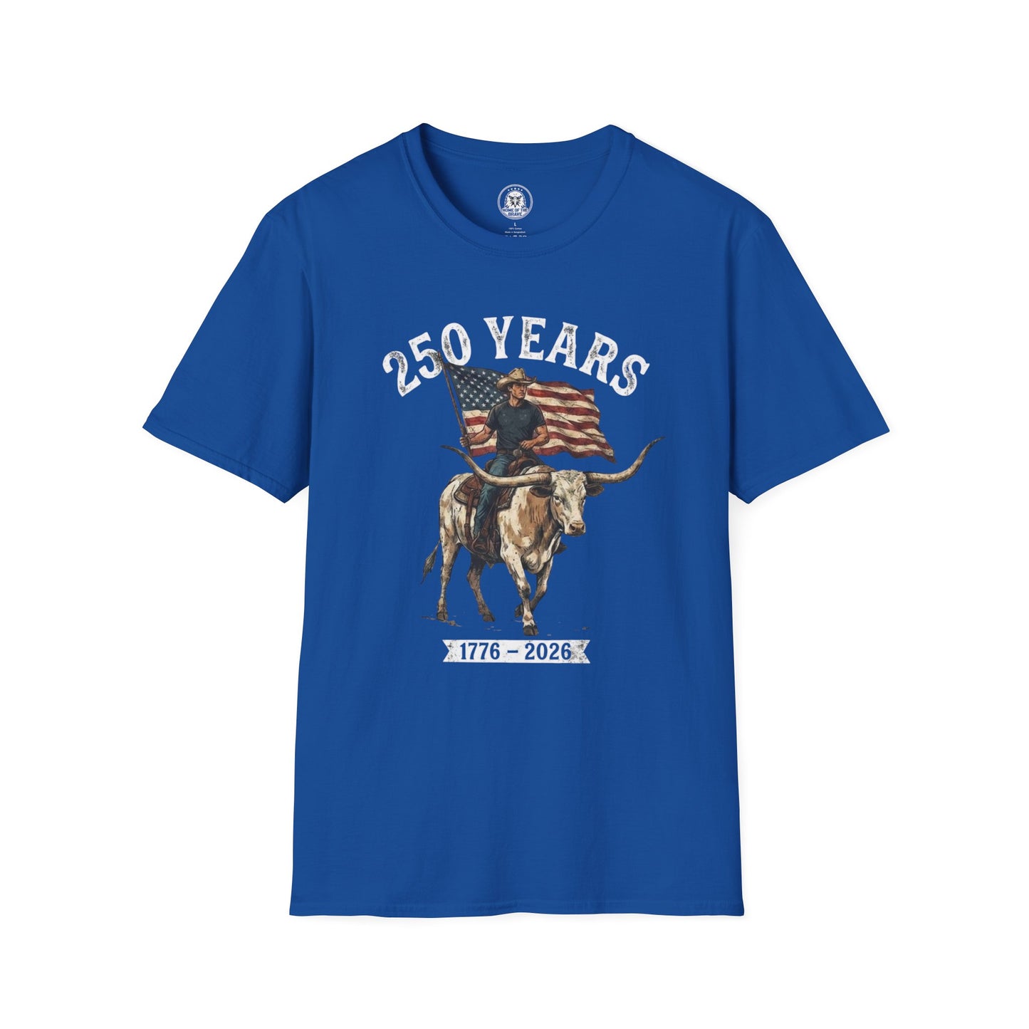 250 Years T-Shirt — 1776–2026 Patriotic American Flag & Longhorn Design
