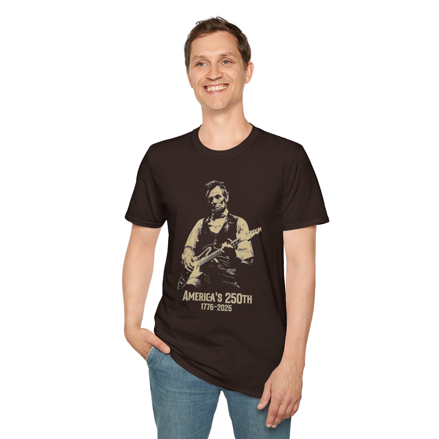 Lincoln Guitar T-Shirt — America’s 250th 1776–2026 Patriotic Tee