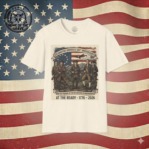 1776–2026 'At The Ready' Historical Patriots T-Shirt — Celebrating America's 250th Anniversary